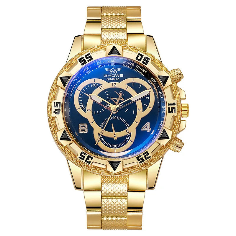 Luxury Men's Quartz Watch Classic Business Men Wristwatch Large Dial Alloy