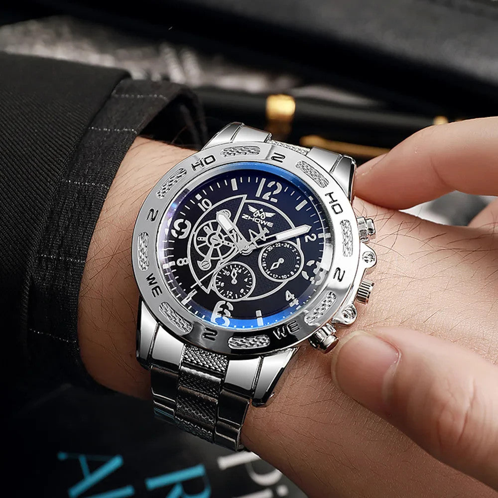 1pc-Fashion Steel Band Men's Quartz Watch Male Wristwatches  (Without