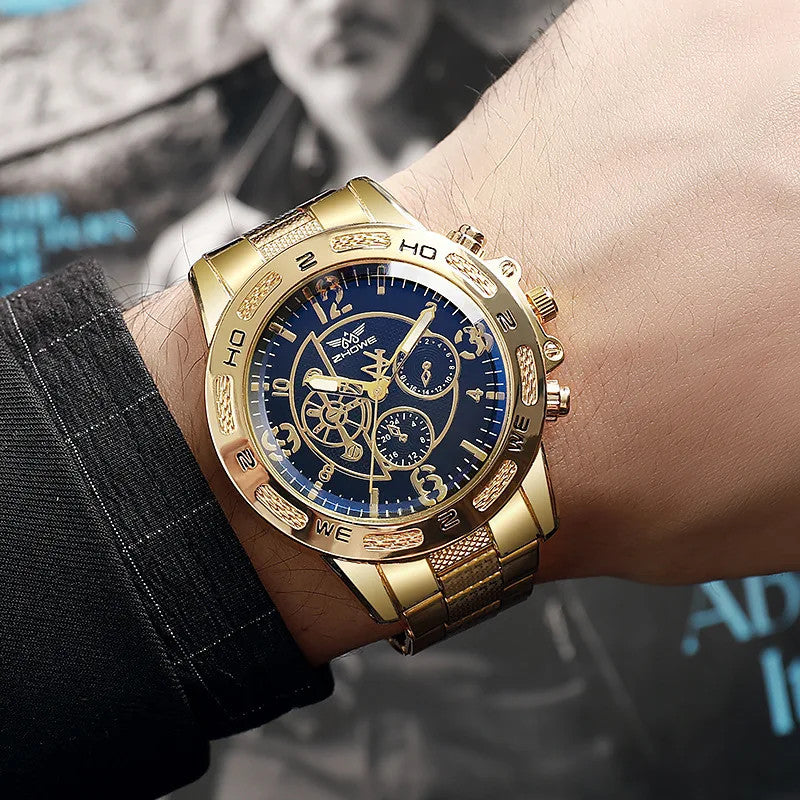 1pc-Fashion Steel Band Men's Quartz Watch Male Wristwatches  (Without
