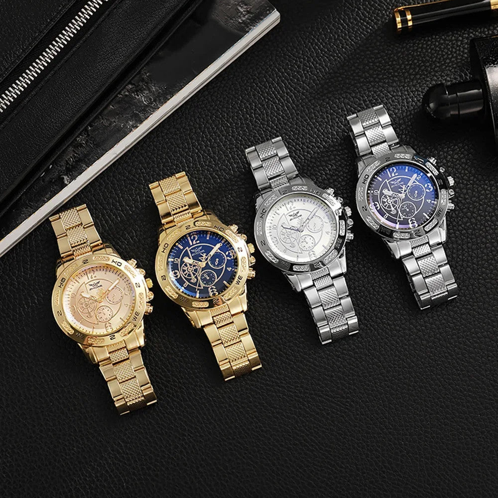 1pc-Fashion Steel Band Men's Quartz Watch Male Wristwatches  (Without