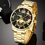 4Pcs/set Luxury Men Business Quartz Watch stainless steel Roman Calendar Wrist