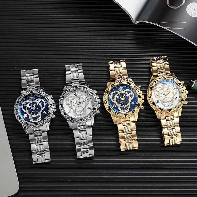Luxury Men's Quartz Watch Classic Business Men Wristwatch Large Dial Alloy
