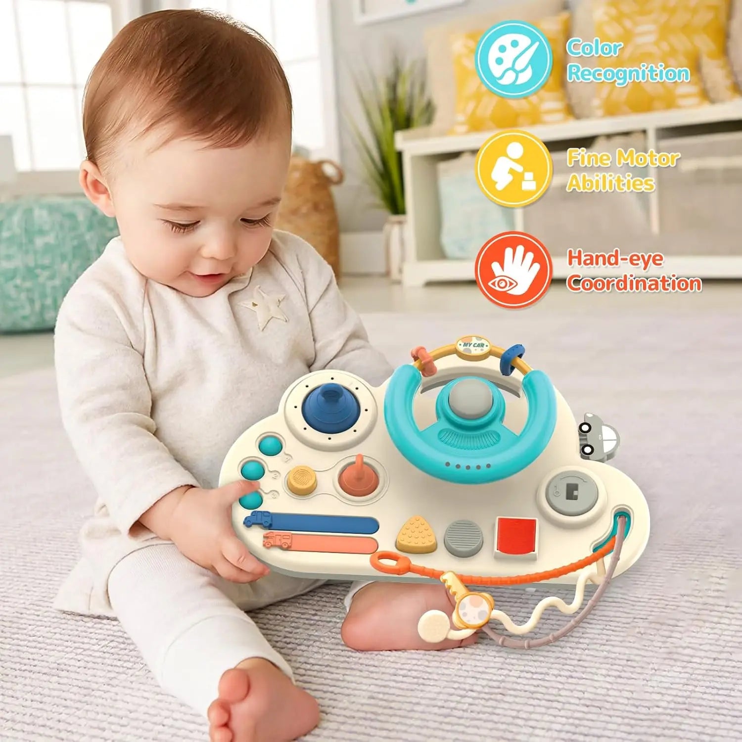 Baby Toy Simulation Steering Wheel Toys Montessori Busy Board  Stroller Driving Early Educational Toys Travel Gift for Boy Girl