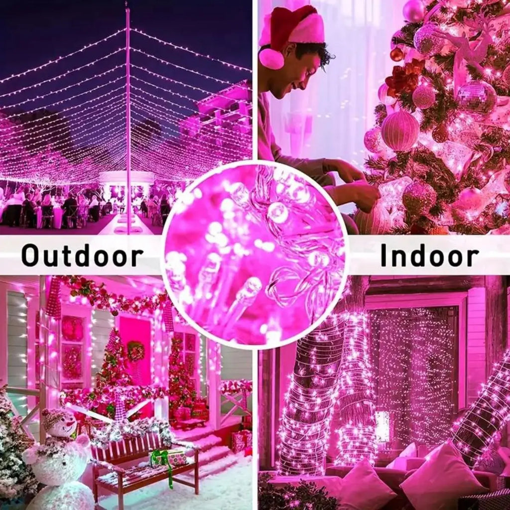 39FT Sparkling Pink Fairy Lights - 100 Shimmering LEDs, 8 Enchanting Modes - Perfect for Christmas, Weddings, Valentines Day