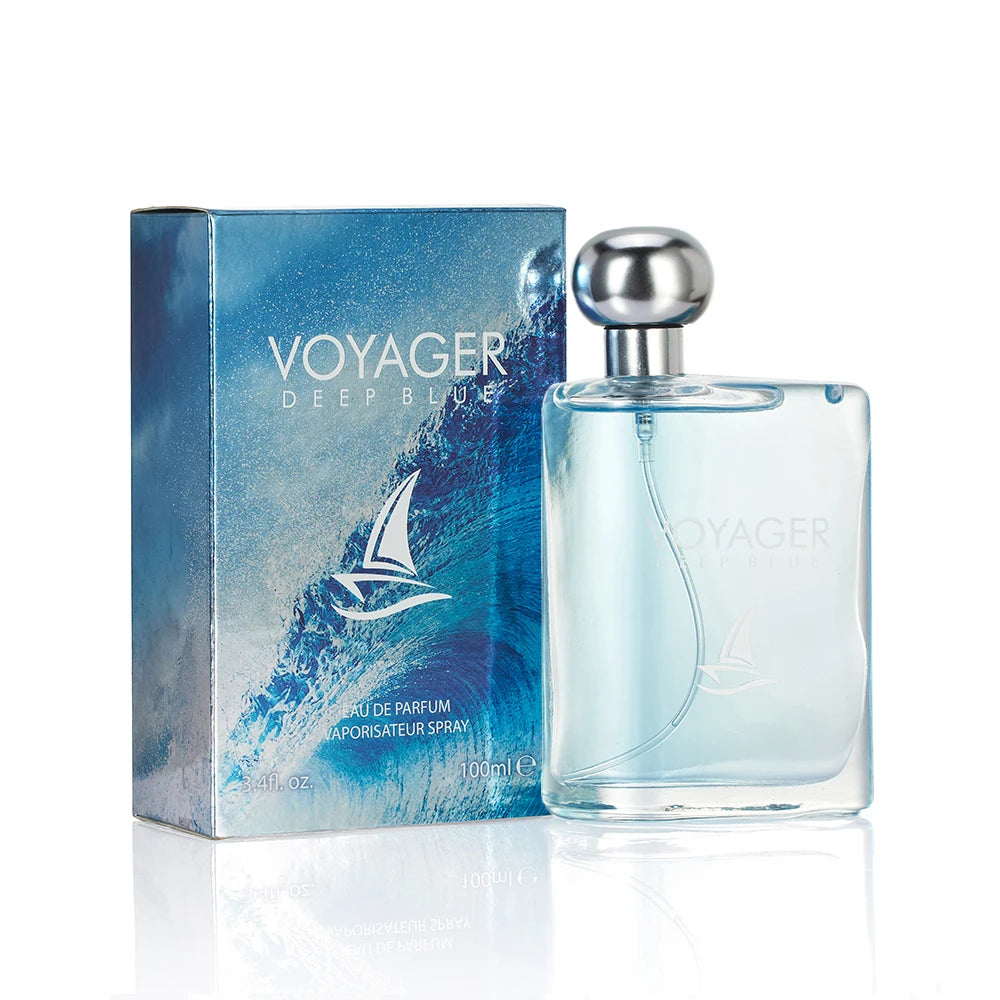 100ML 3.4FL.OZ Voyager Long Lasting Perfume Hombre, Woody Aquatic Eau de Parfum for Men, Musk Cedar Cologne Men Fragrance Spray