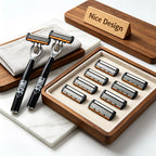 Men's Manual Safety Razor Set, featuring 6-layer stainless steel blades and an aloe vera lubricating strip | perfect as a gift.