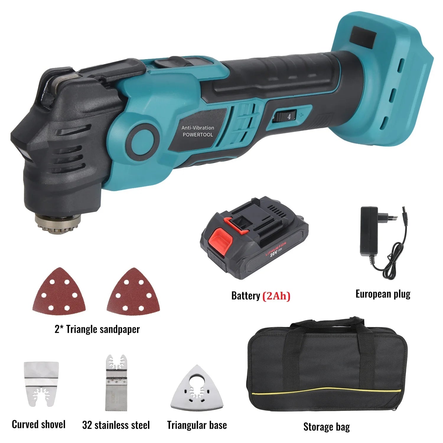 20V Cordless Oscillating Multi Tool Kit for 18V Makita 6-Speed(5000-19000OPM) Anti-Vibration Renovator Sanding Cutting Trimmer