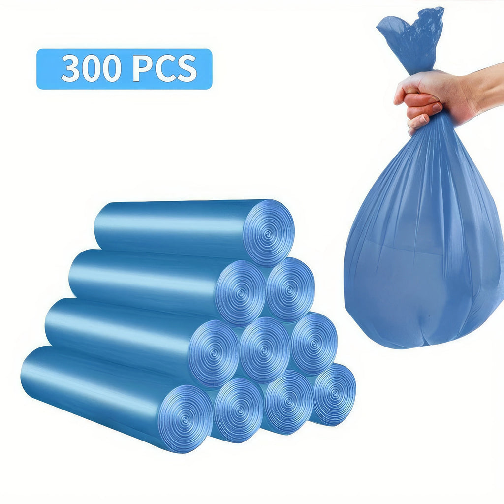 300 Blue Garbage Bags, Leak Proof and Odor Proof, Multi-purpose, Suitable for Kitchen, Bathroom, Bedroom, Living Room