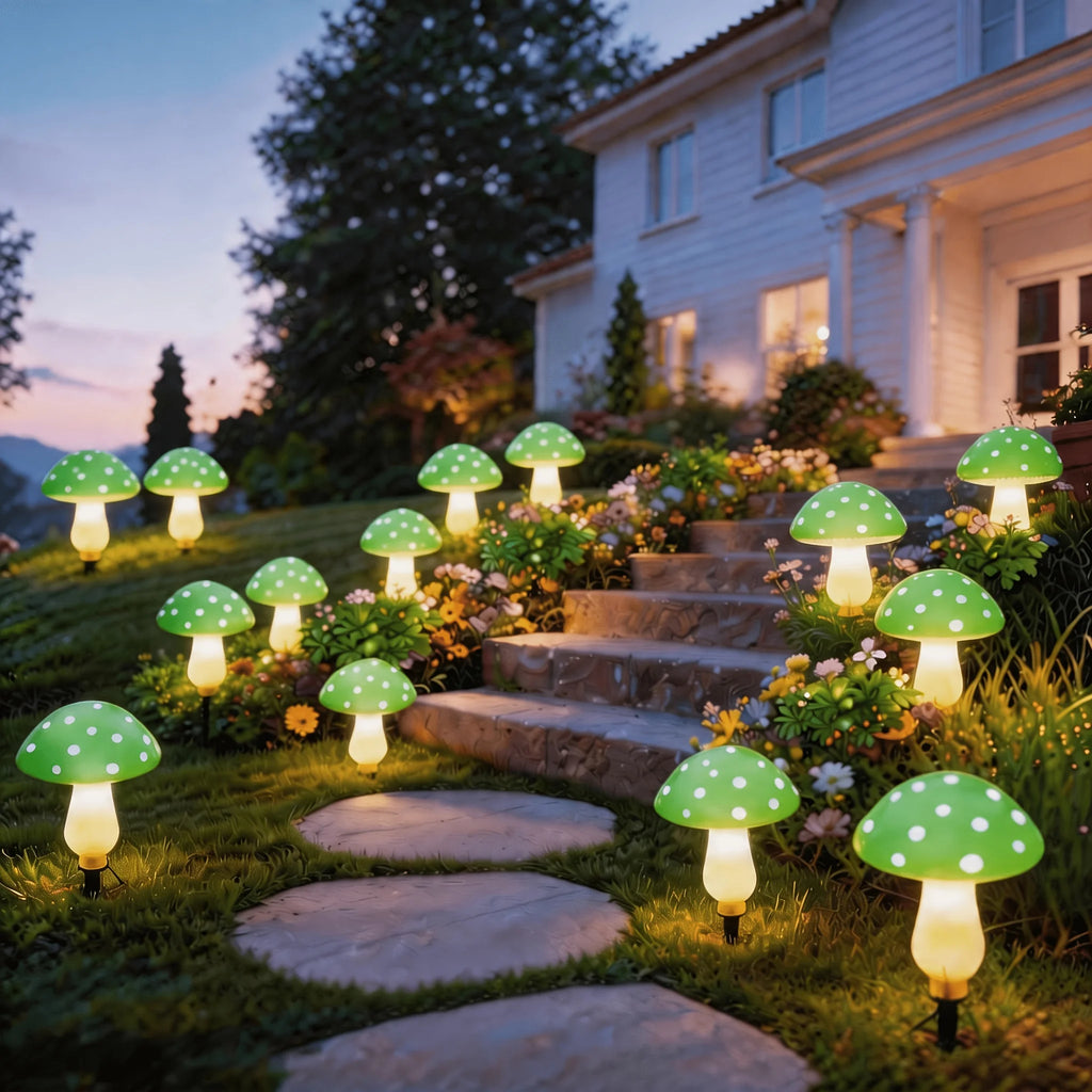 Solar Mushroom Lights Ground Stake Garden Lamps Solar Powered 10/20LED 8 Modes for Lawn Yard Courtyard Patio Christmas Decor