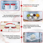 Dual-Cup Ice Cream & Popsicle Maker, DIY Homemade Frozen Dessert, Add Fruits & Powdered Sugar for Custom Flavors, Easy to Use