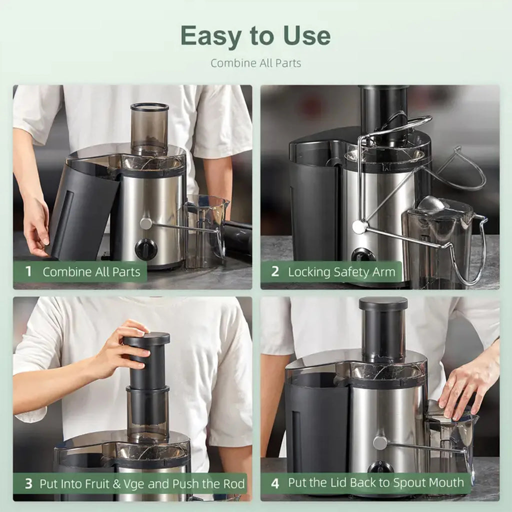 Versatile 3-Inch Wide Mouth Juicer Machine - Multifunctional Blender for Vegetables And Fruits High Yield Fast Juicing Easy Cleaning Detachable 3-Speed Settings