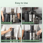 Versatile 3-Inch Wide Mouth Juicer Machine - Multifunctional Blender for Vegetables And Fruits High Yield Fast Juicing Easy Cleaning Detachable 3-Speed Settings