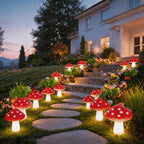 Solar Mushroom Lights Ground Stake Garden Lamps Solar Powered 10/20LED 8 Modes for Lawn Yard Courtyard Patio Christmas Decor
