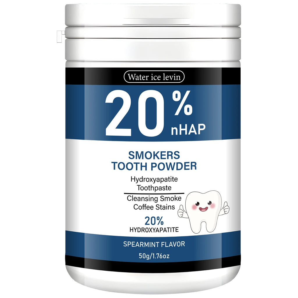 20% Hydroxyapatite Tooth Powder for Smokers, Remove Coffee & Smoke Stains, Gum Care & Fresh Breath Spearmint.