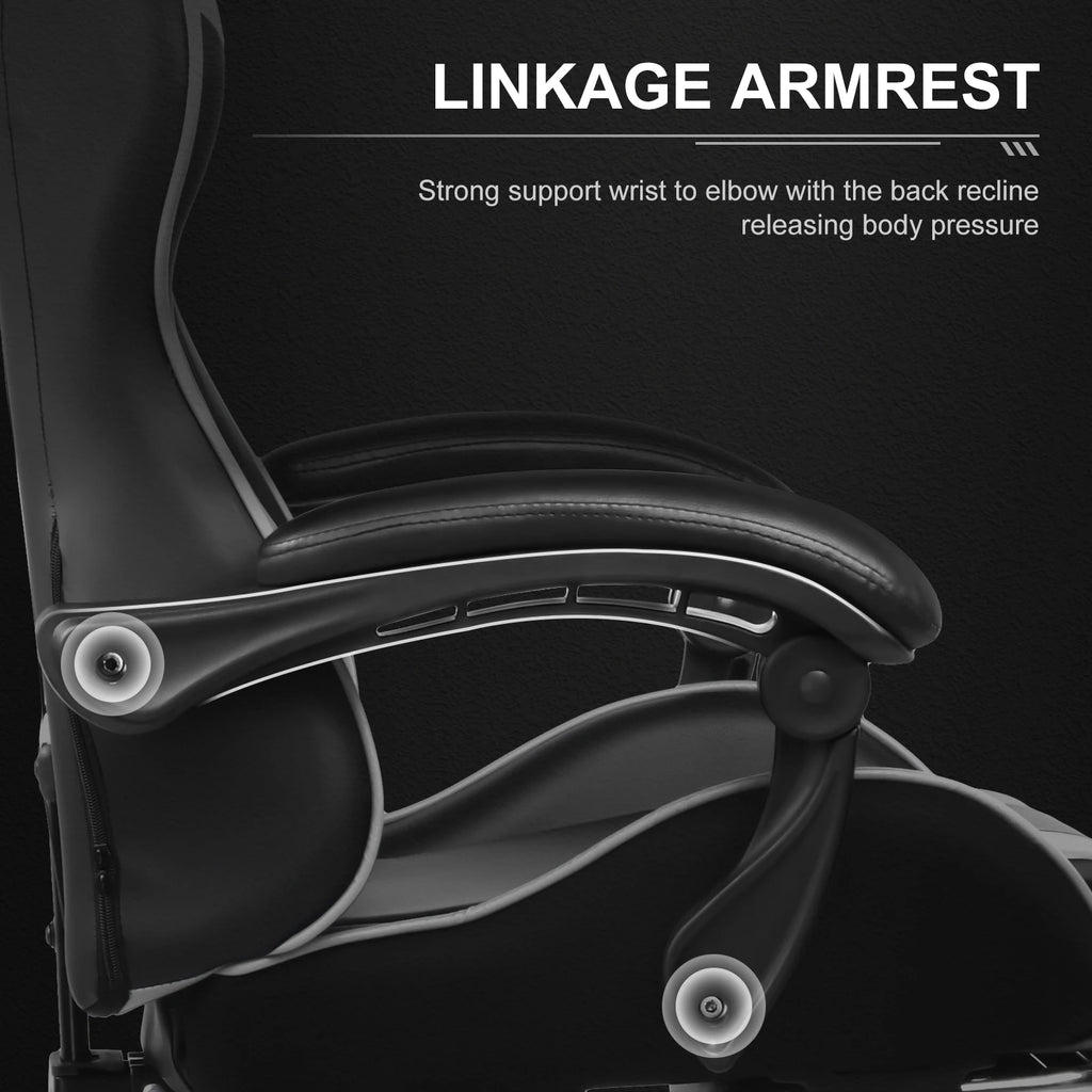 GTPLAYER Gaming Chair with Footrest, Lumbar Support, Adjustable Height, Swivel Seat, Headrest for Office or Gaming