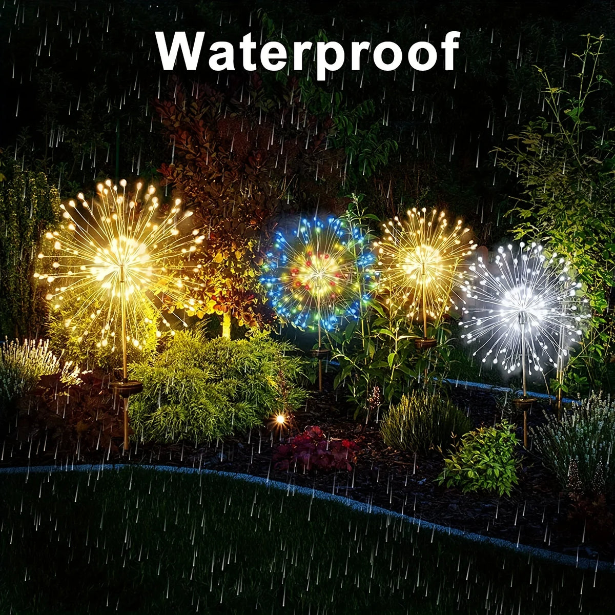 1 Pack Solar Fireworks Lights Outdoor,Holiday Lighting Firework Lights For Garden Patio,Halloween,Christmas,Wedding,Wall Decor