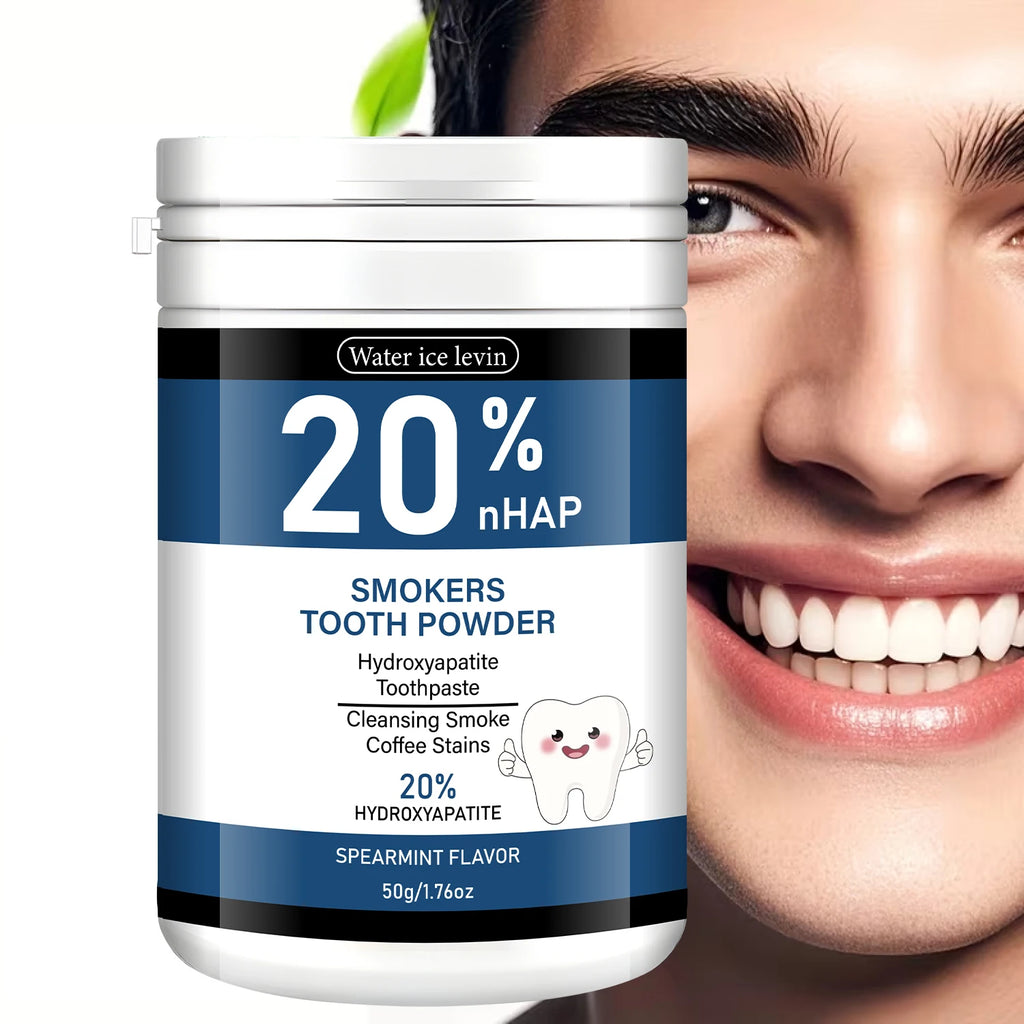 20% Hydroxyapatite Tooth Powder for Smokers, Remove Coffee & Smoke Stains, Gum Care & Fresh Breath Spearmint.