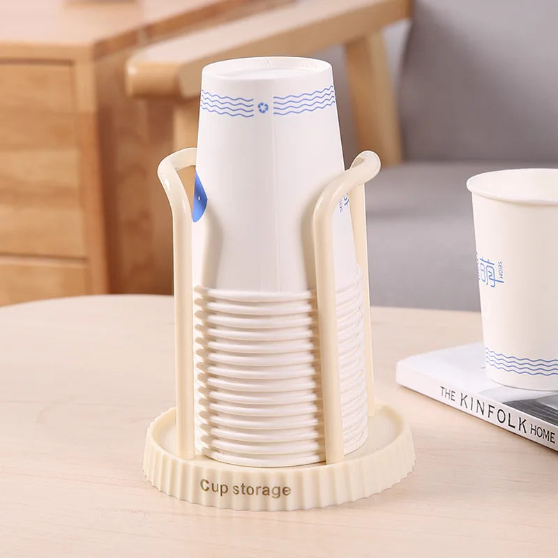 Luxury Disposable Cup Storage Holder Water Tea Cups Dispenser Rack Shelf with Longer Stick Mug Display Stand Home Organizer