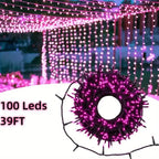 39FT Sparkling Pink Fairy Lights - 100 Shimmering LEDs, 8 Enchanting Modes - Perfect for Christmas, Weddings, Valentines Day