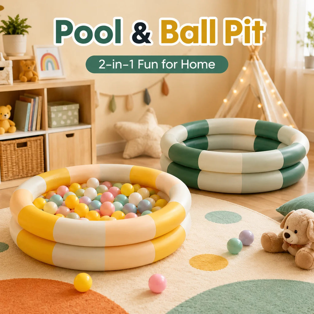 1PC Inflatable Pool, 2 in 1 Ball Pit Round Pool Soft Bottom, Portable Foldable Summer Outdoor Garden Water Play
