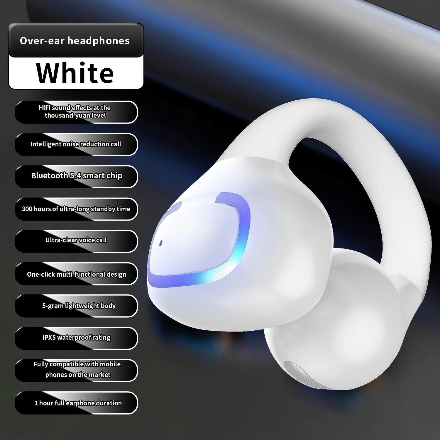 Bluetooth 5.3 Earphone Ear Clip Headphones Wireless Headset HiFi Stereo Noise Reduction Earbud For Men Women