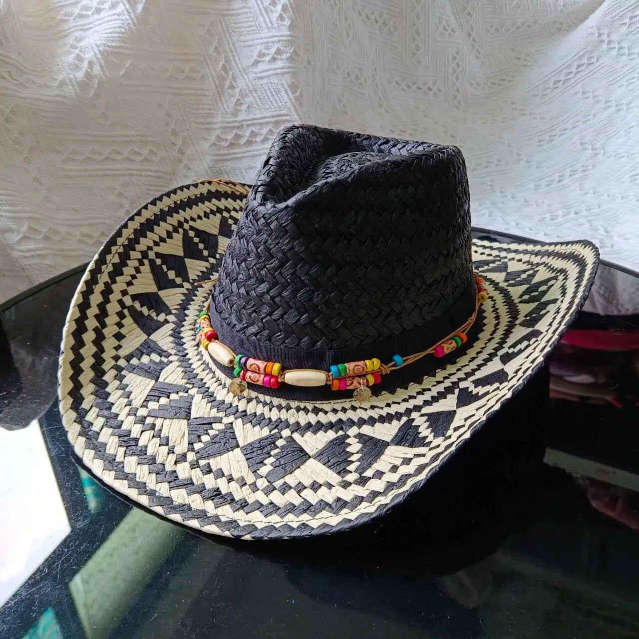 hats beach hat bohemian flat brim hat hand woven straw hat ladies summer vacation travel sun hat