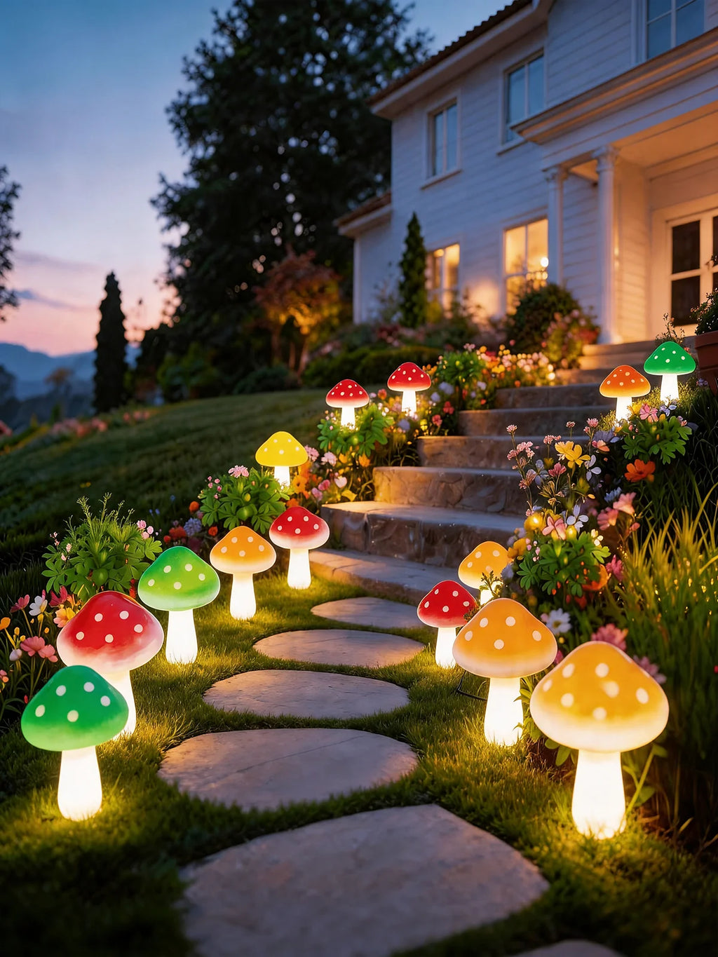 Solar Mushroom Lights Ground Stake Garden Lamps Solar Powered 10/20LED 8 Modes for Lawn Yard Courtyard Patio Christmas Decor