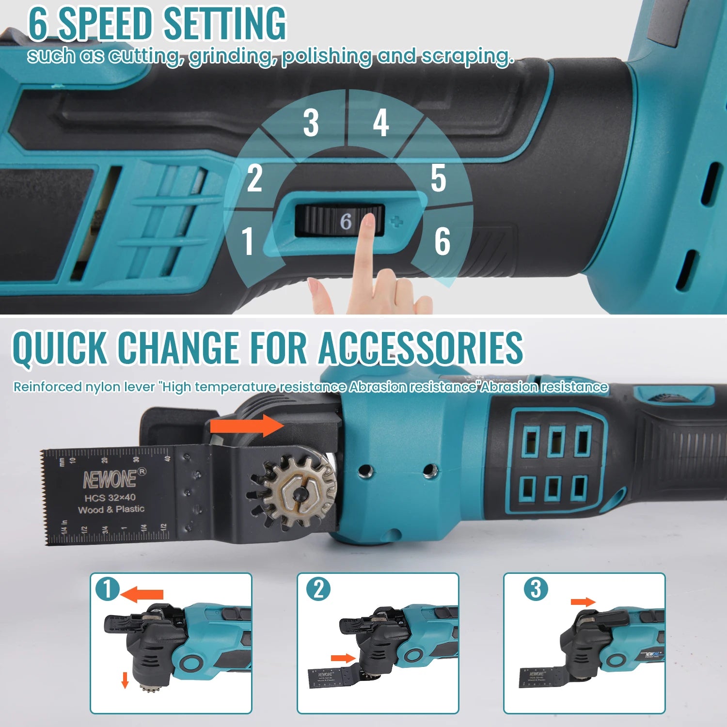 20V Cordless Oscillating Multi Tool Kit for 18V Makita 6-Speed(5000-19000OPM) Anti-Vibration Renovator Sanding Cutting Trimmer