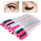 50 pcs Silicone Crystal Mascara Wands Applicator Disposable Diamond Eyelash Brushes Comb For Women Beauty Makeup Brush Tools