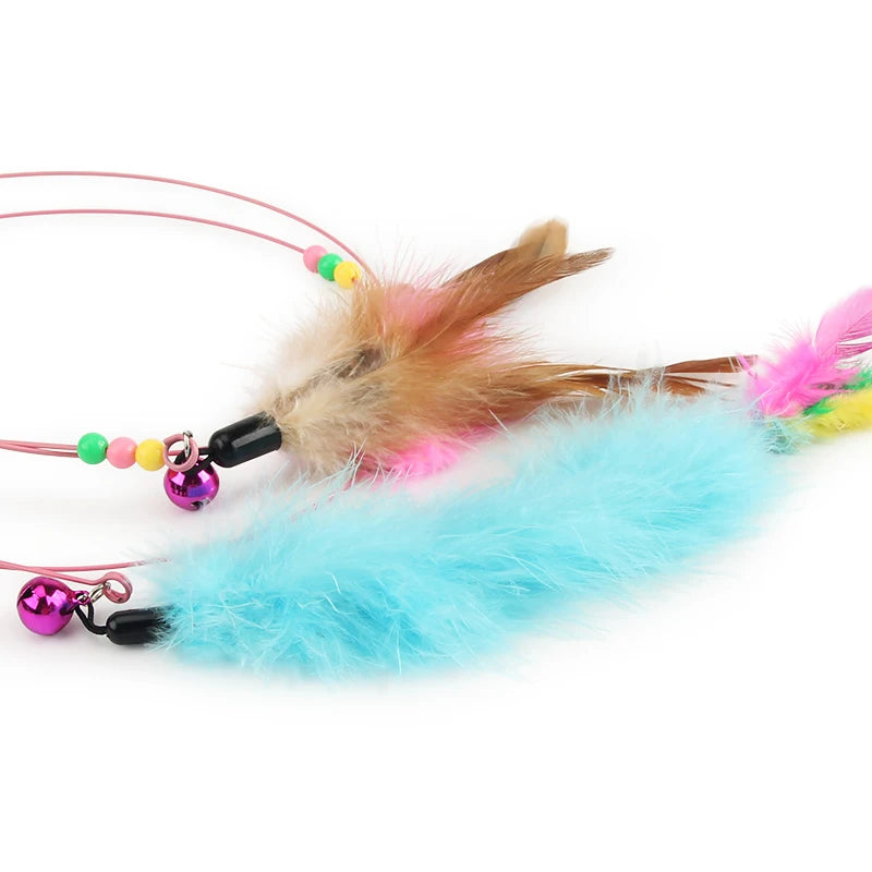 Steel Wire Teasing Cat Stick Long Fish Mouse Ball Feather with Bell Pet Toys Interactive Funny Cat Toy Wand