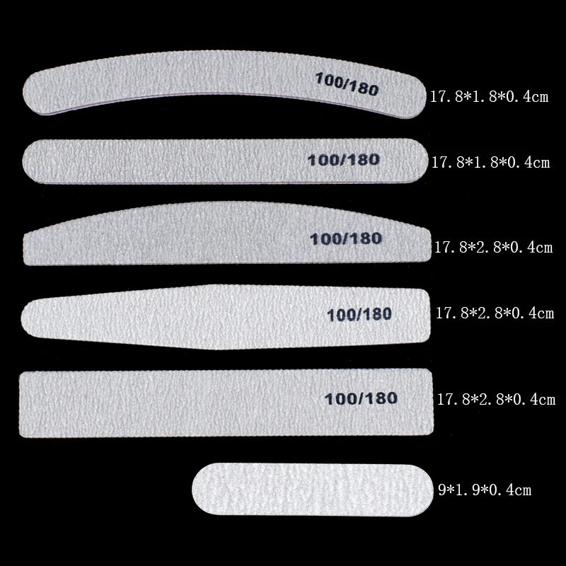 50Pcs/Lot Grey Sandpaper Nail File 100/180 Double Sided Buffer Block Polisher Pedicure Manicure Nail Art Files Nails Accesorios
