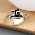 New Fashion Halloween Witch Hat Broom Broom Mop Pumpkin Lantern Hollow Simple Ring Girl Jewelry Hot Sale