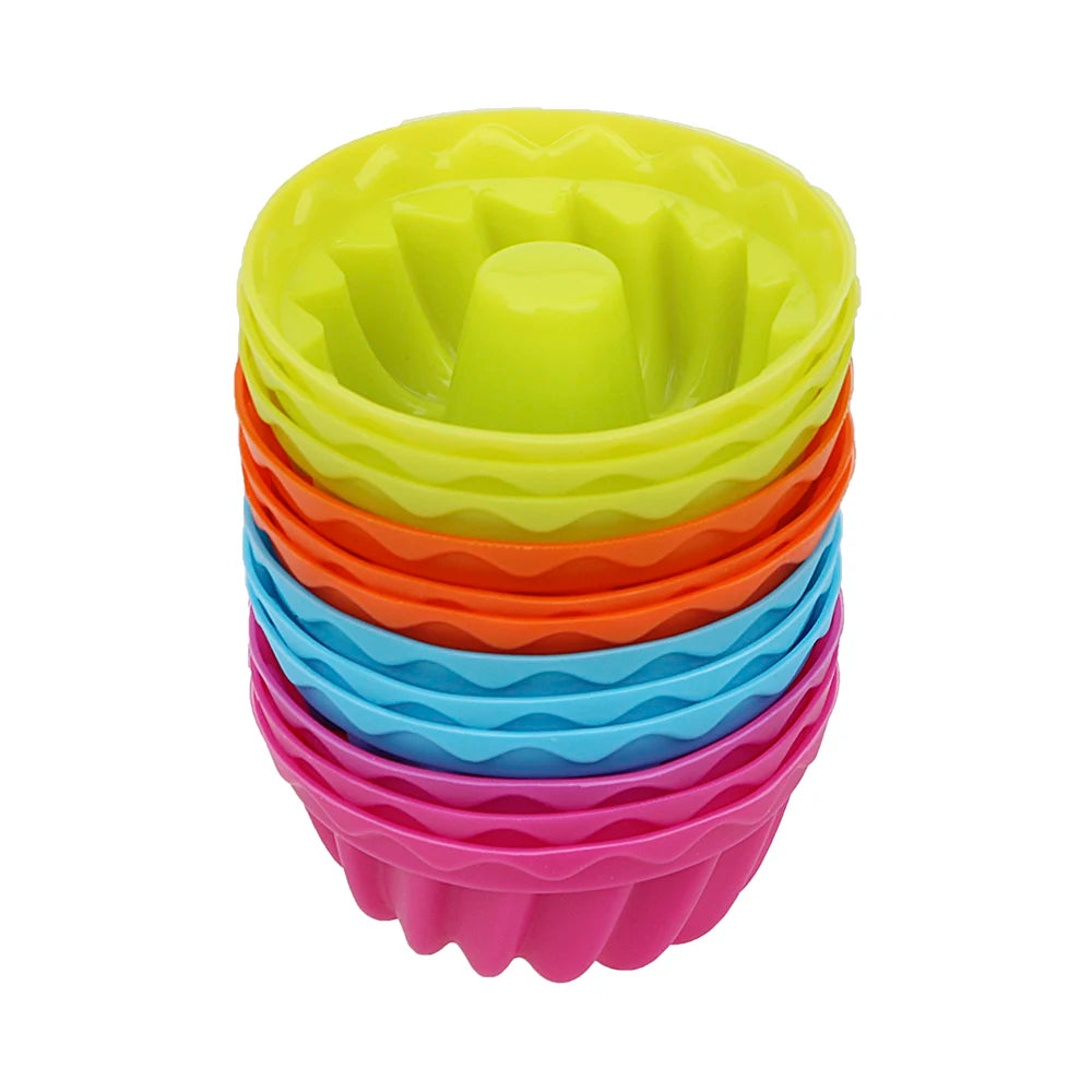 Silicone Pudding Cupcake Muffin Donut Mold Non-Stick Baking Jelly Mould 12pcs/set Thread Shape