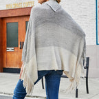 Plus Size Poncho For Women 2025 Spring Autumn Fashion Tassel Pullover Capes Female Loose Casual Knit Cloak Shawl Sweater