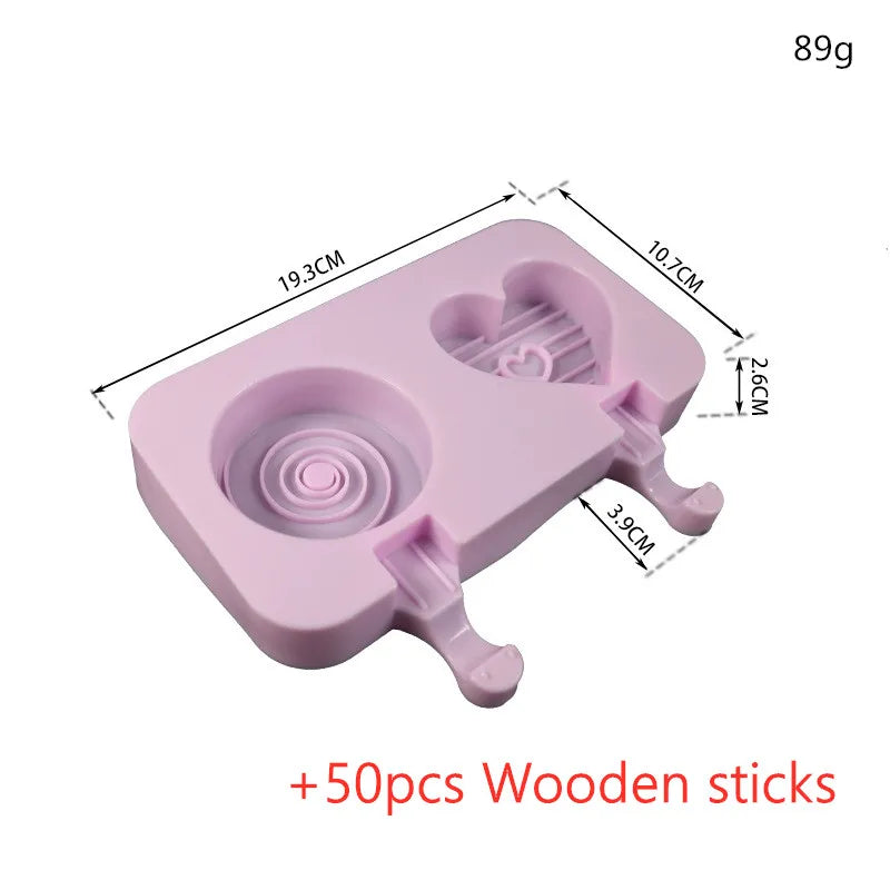 Silicone Ice Cream Mold Popsicle Siamese Molds with Lid DIY Homemade Ice Lolly Mold Cartoon Animals Image Handmade Kitchen Tools