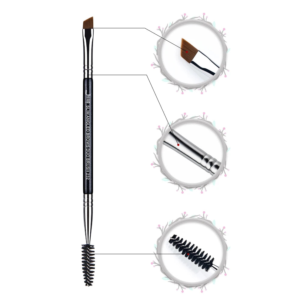 Jessup Eyebrow Makeup Brush Dual-head Eyebrow Eyelash Brushes Eye Make Up Cosmetics Beauty Tools Synthetic Hair Wood Handle