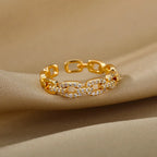 Classic Zircon Twist Chain Rings For Women Stainless Steel  Elegant Couple Ring Wedding Jewelry Gift Bijoux Femme Free Shipping