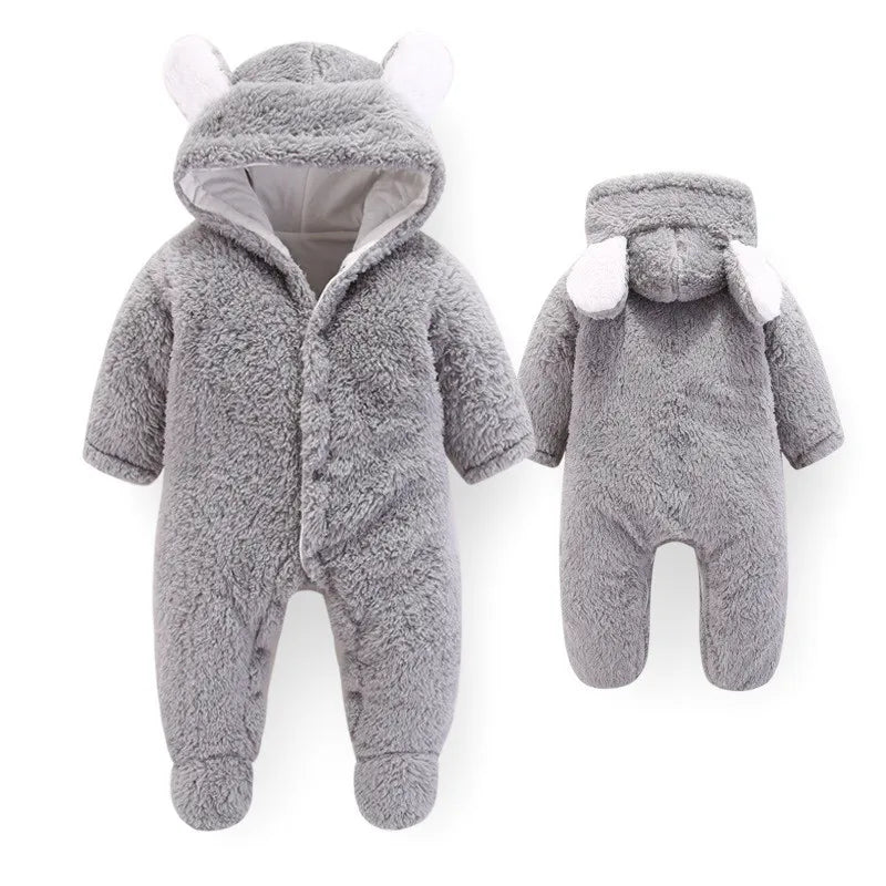 Winter Newborn Baby Rompers Hoodie Girls Boys Clothes Cotton Long Sleeve Toddler Climbing Outwear Warm Infant Jumpsuit 0-12Month