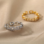Classic Zircon Twist Chain Rings For Women Stainless Steel  Elegant Couple Ring Wedding Jewelry Gift Bijoux Femme Free Shipping