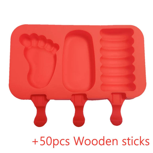 Silicone Ice Cream Mold Popsicle Siamese Molds with Lid DIY Homemade Ice Lolly Mold Cartoon Animals Image Handmade Kitchen Tools