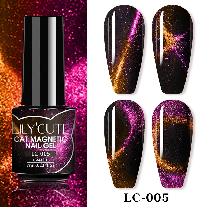 LILYCUTE 7ml Fruit Grape Purple Cat Magnetic Gel Nail Polish Vernis Semi Permanent Soak Off Colorful Gel Polish Nails Supplies