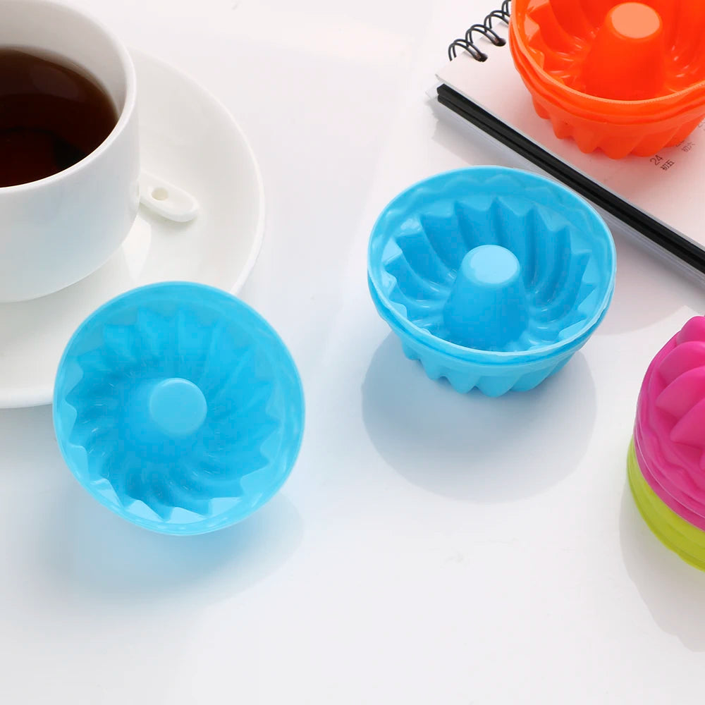 Silicone Pudding Cupcake Muffin Donut Mold Non-Stick Baking Jelly Mould 12pcs/set Thread Shape