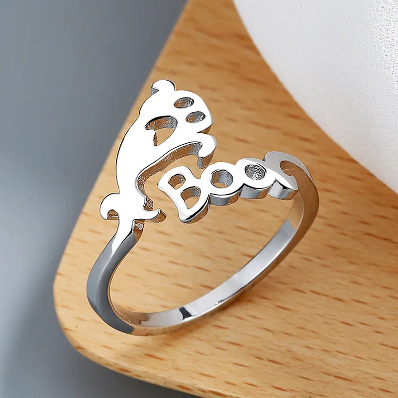 New Fashion Halloween Witch Hat Broom Broom Mop Pumpkin Lantern Hollow Simple Ring Girl Jewelry Hot Sale