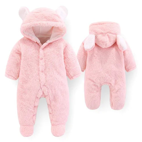 Winter Newborn Baby Rompers Hoodie Girls Boys Clothes Cotton Long Sleeve Toddler Climbing Outwear Warm Infant Jumpsuit 0-12Month