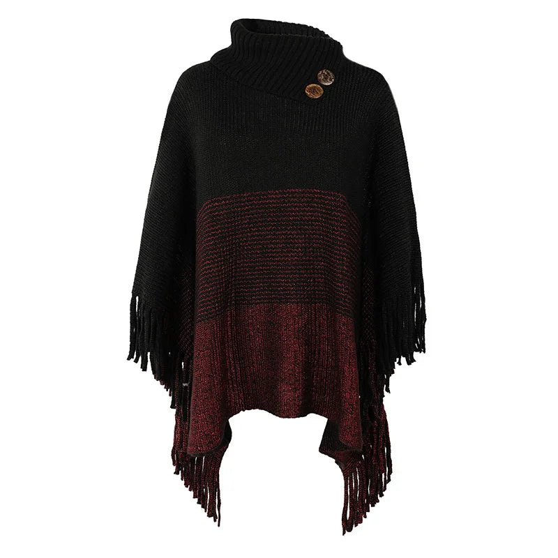 Plus Size Poncho For Women 2025 Spring Autumn Fashion Tassel Pullover Capes Female Loose Casual Knit Cloak Shawl Sweater