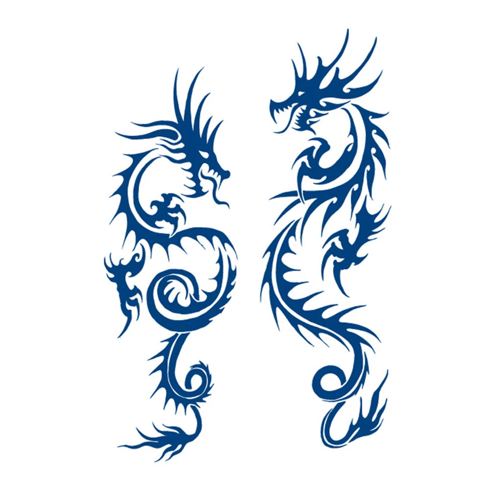 Waterproof Temporary Tattoos Juice Full Arm Fake Totem Tiger Dragon Tattoo Sticker Realistic Transfer Tattoos For Men Women Art