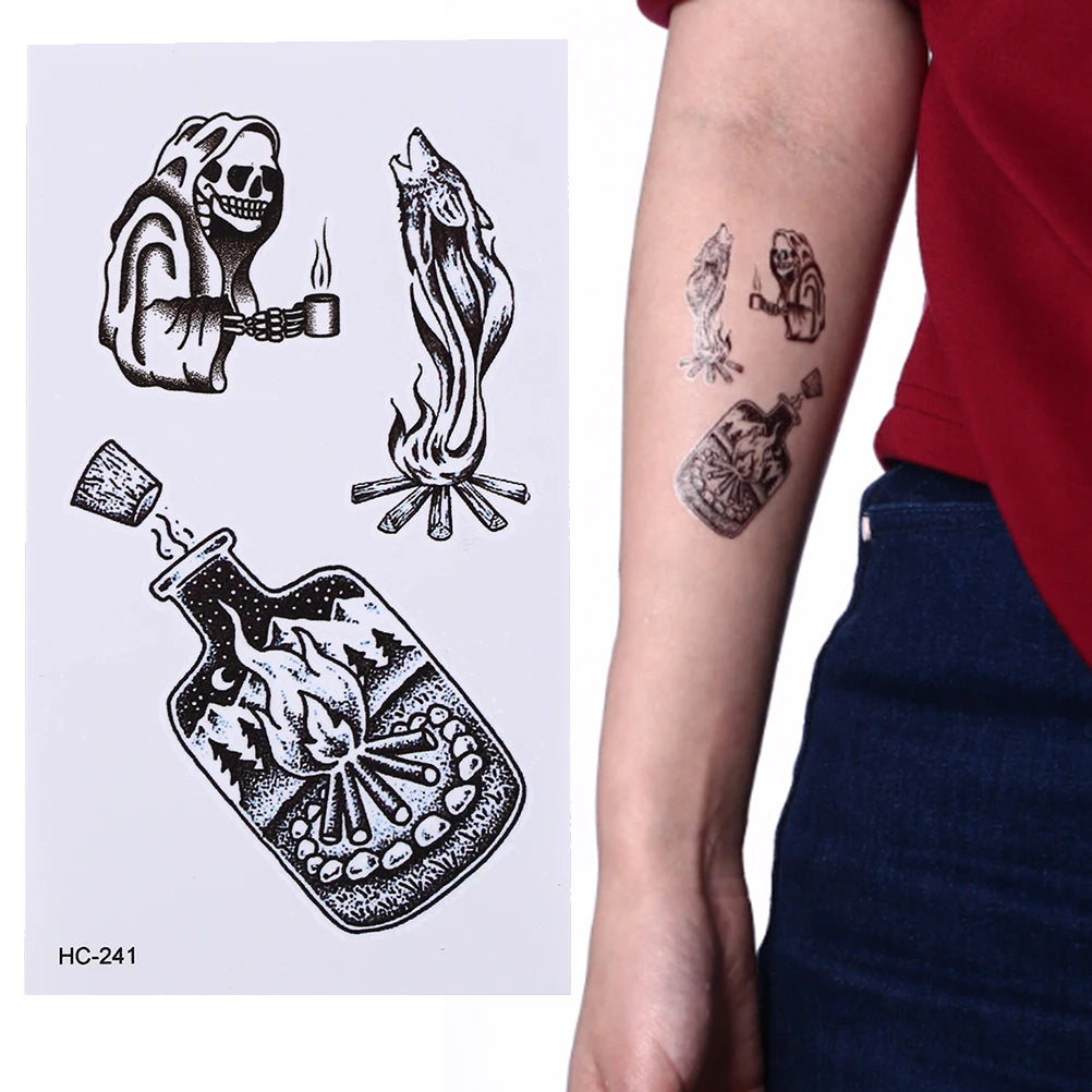 1 Pcs Black Waterproof Temporary Tattoo Sticker on Body Leg Water Transfer Sexy Lace Stocking Fake Flash Tattoo for Girl Women