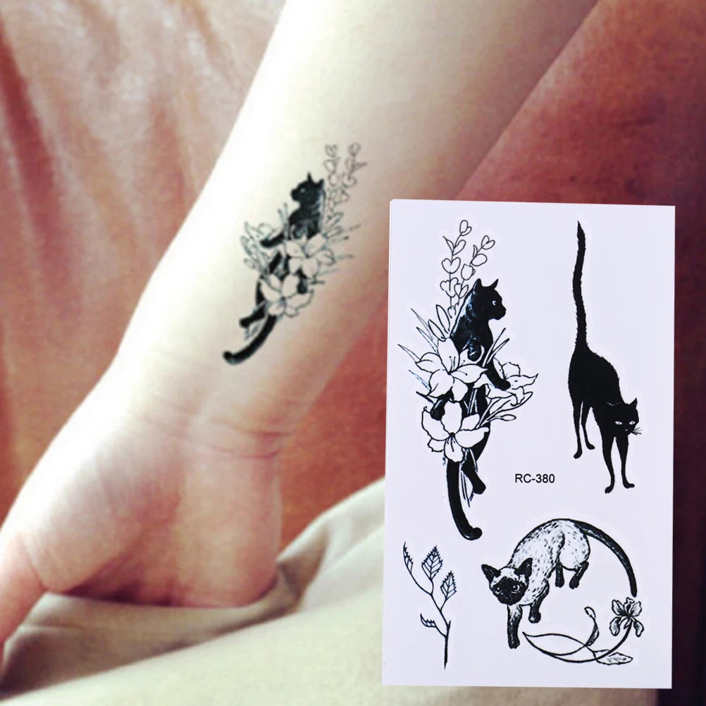 1 Pcs Black Waterproof Temporary Tattoo Sticker on Body Leg Water Transfer Sexy Lace Stocking Fake Flash Tattoo for Girl Women