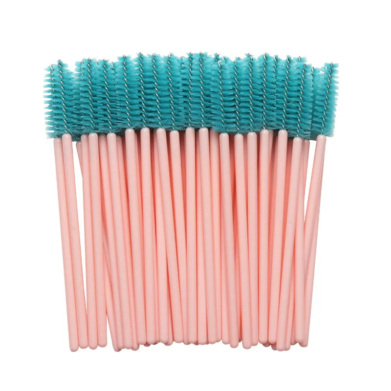 50 Pcs Disposable eyelash brushes Nylon brow brush solid Mascara Wands Applicator eyelash Cosmetic comb women Makeup tools