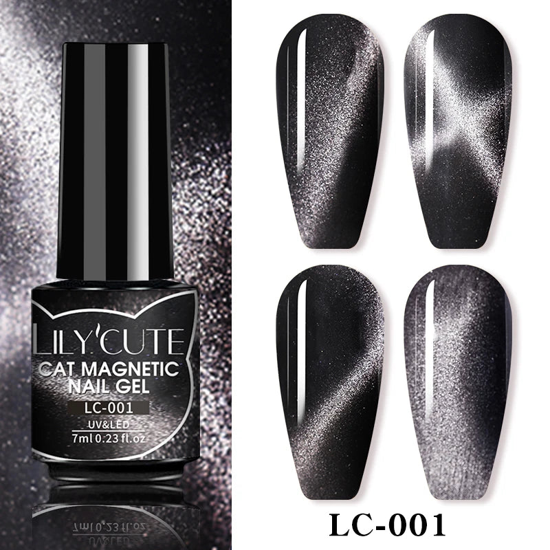 LILYCUTE 7ml Fruit Grape Purple Cat Magnetic Gel Nail Polish Vernis Semi Permanent Soak Off Colorful Gel Polish Nails Supplies